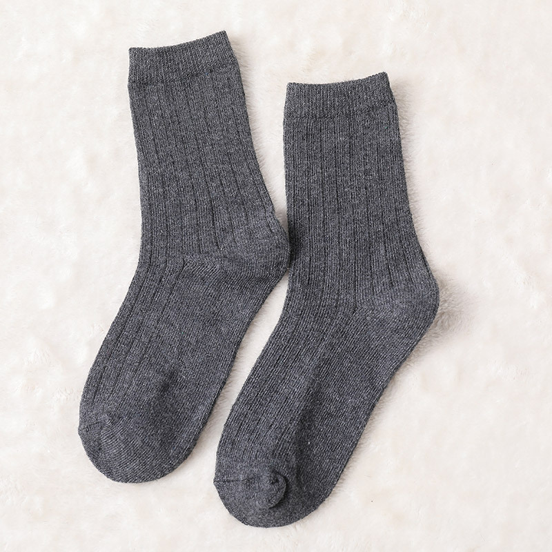 Wild Solid Color Autumn And Winter Wool Socks Crew Socks Thick Warm Soft Cotton Socks